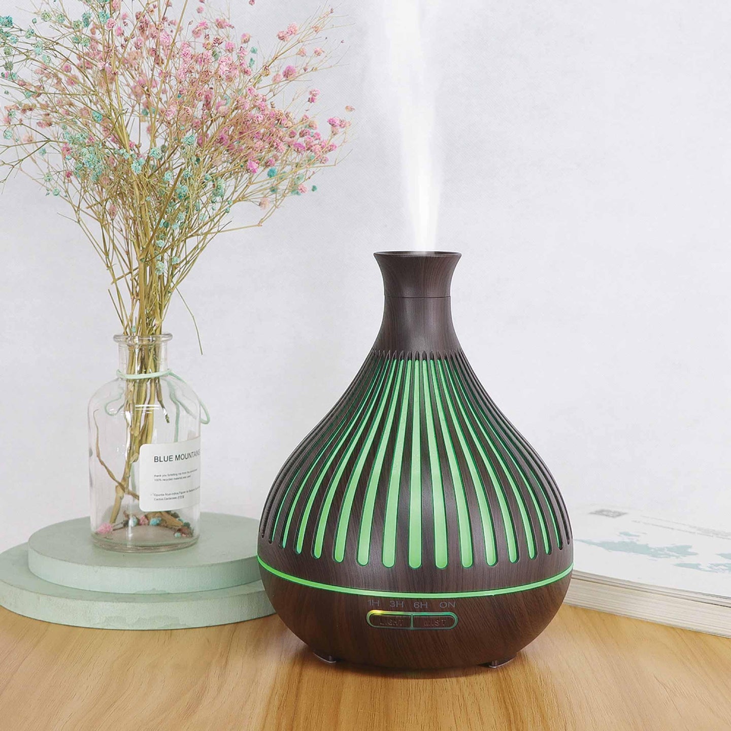 Buy Essential Oil Aroma Diffuser - 400ml Remote Dark Wood Ultrasonic Mist Humidifier discounted | Products On Sale Australia