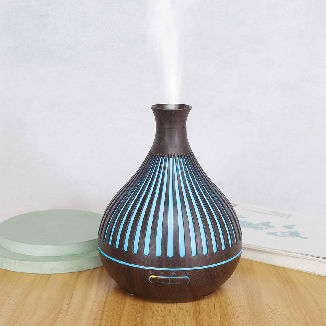 Buy Essential Oil Aroma Diffuser - 400ml Remote Dark Wood Ultrasonic Mist Humidifier discounted | Products On Sale Australia