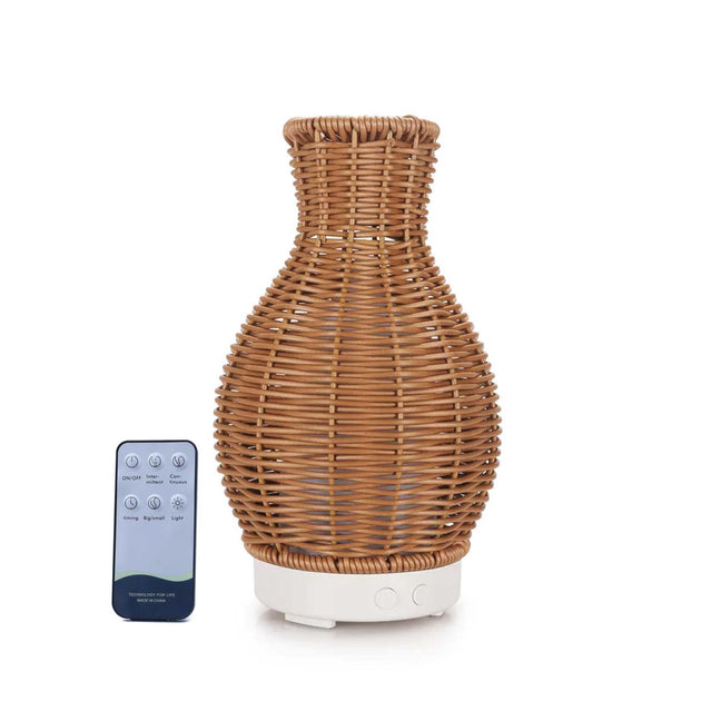 Buy Essential Oil Aroma Diffuser and Remote - 100ml Rattan Vase Mist Humidifier discounted | Products On Sale Australia