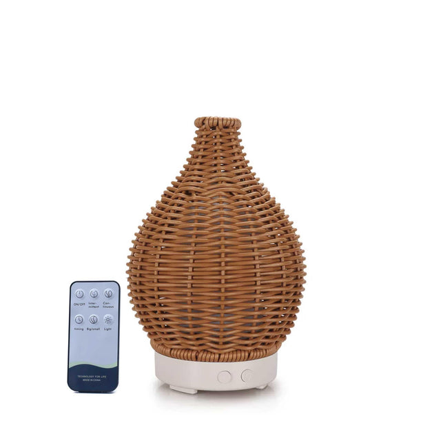 Buy Essential Oil Aroma Diffuser and Remote - 100ml Rattan Woven Mist Humidifier discounted | Products On Sale Australia