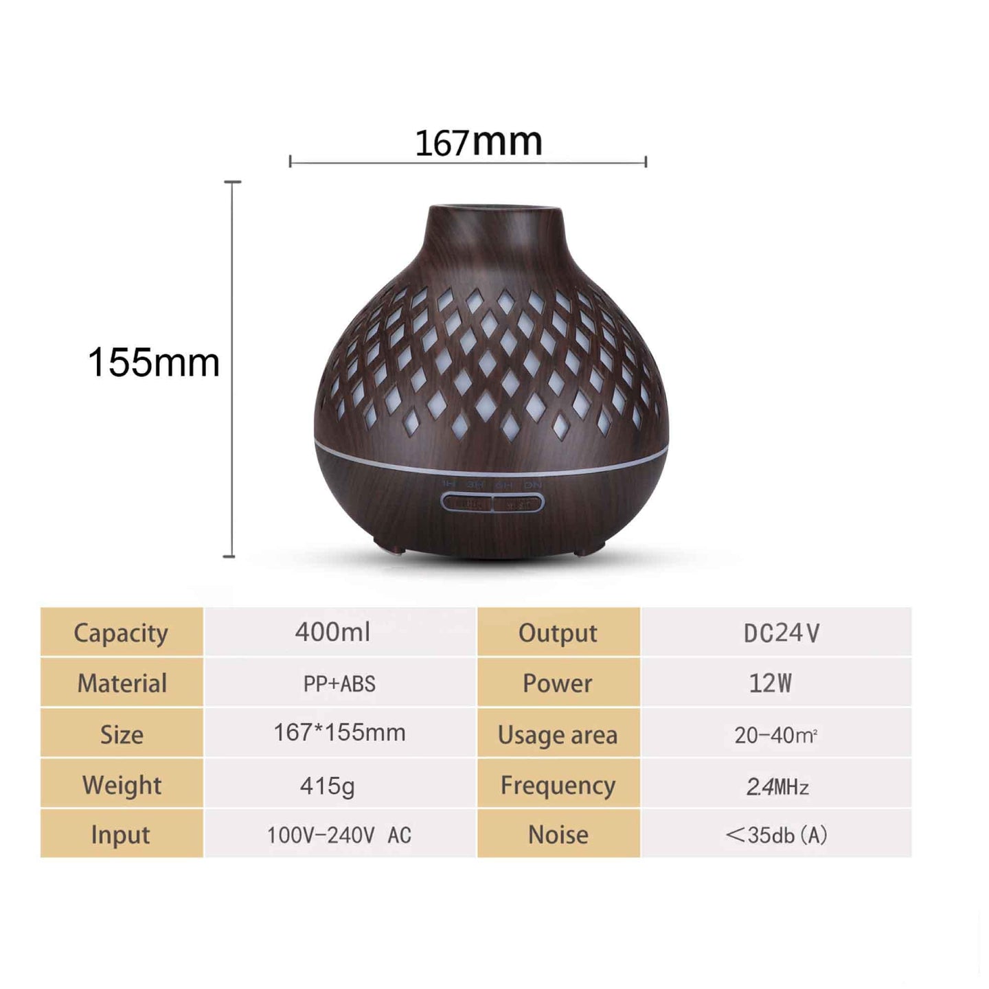 Buy Essential Oil Aroma Diffuser and Remote - 400ml Hollowed Wood Mist Humidifier discounted | Products On Sale Australia