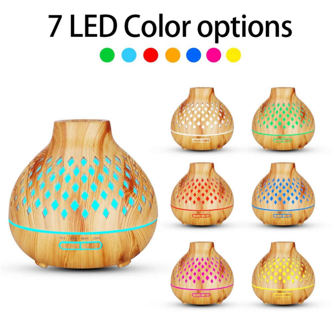 Buy Essential Oil Aroma Diffuser and Remote - 400ml Hollowed Wood Mist Humidifier discounted | Products On Sale Australia