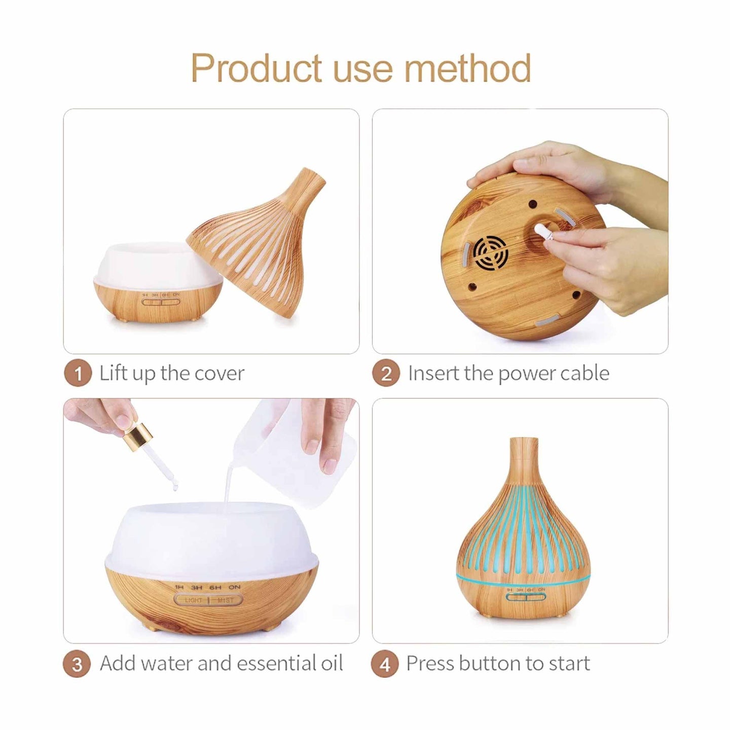 Buy Essential Oil Aroma Diffuser and Remote - 400ml Narrow Top Wood Mist Humidifier discounted | Products On Sale Australia