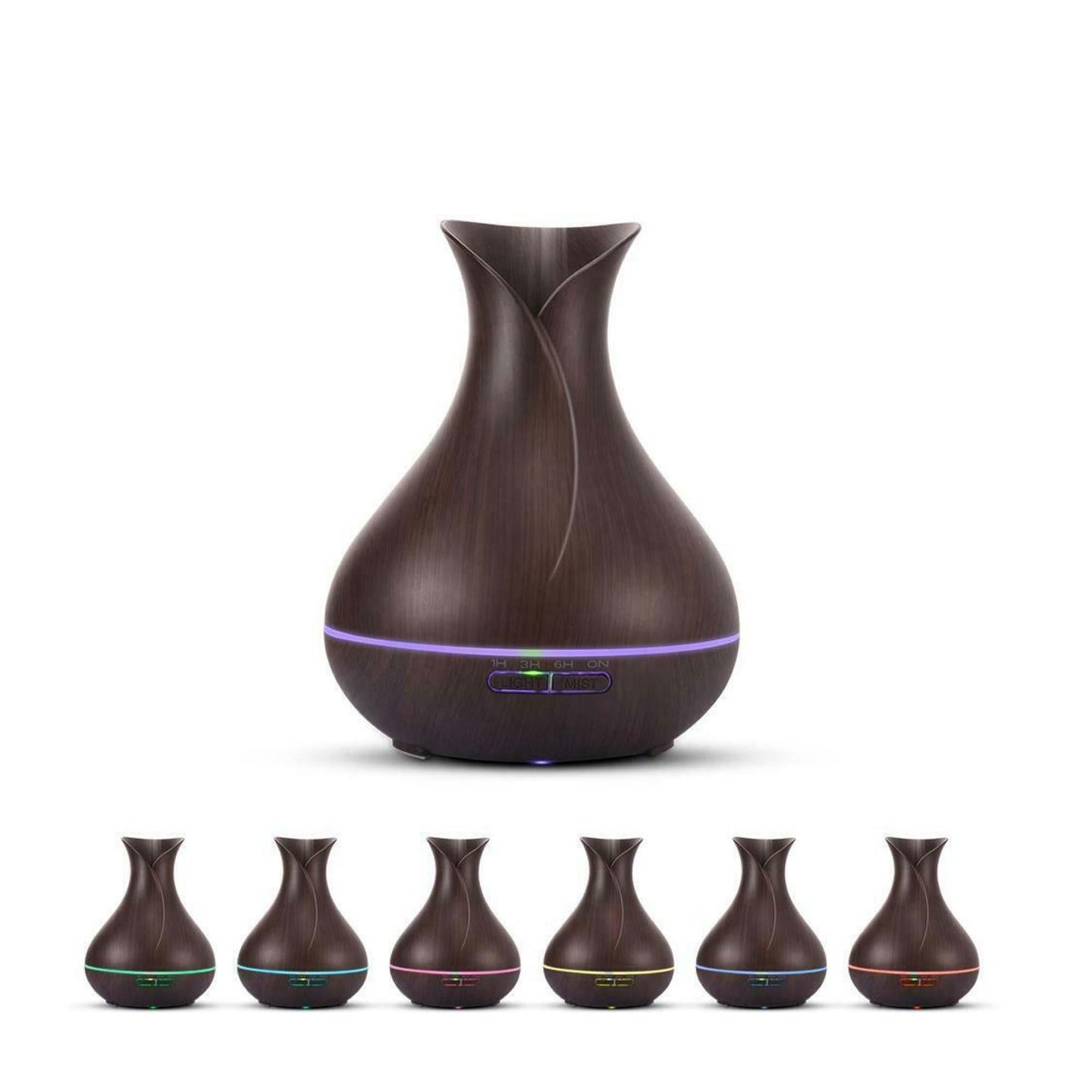 Buy Essential Oil Aroma Diffuser and Remote - 400ml Tulip Dark Ultrasonic Humidifier discounted | Products On Sale Australia