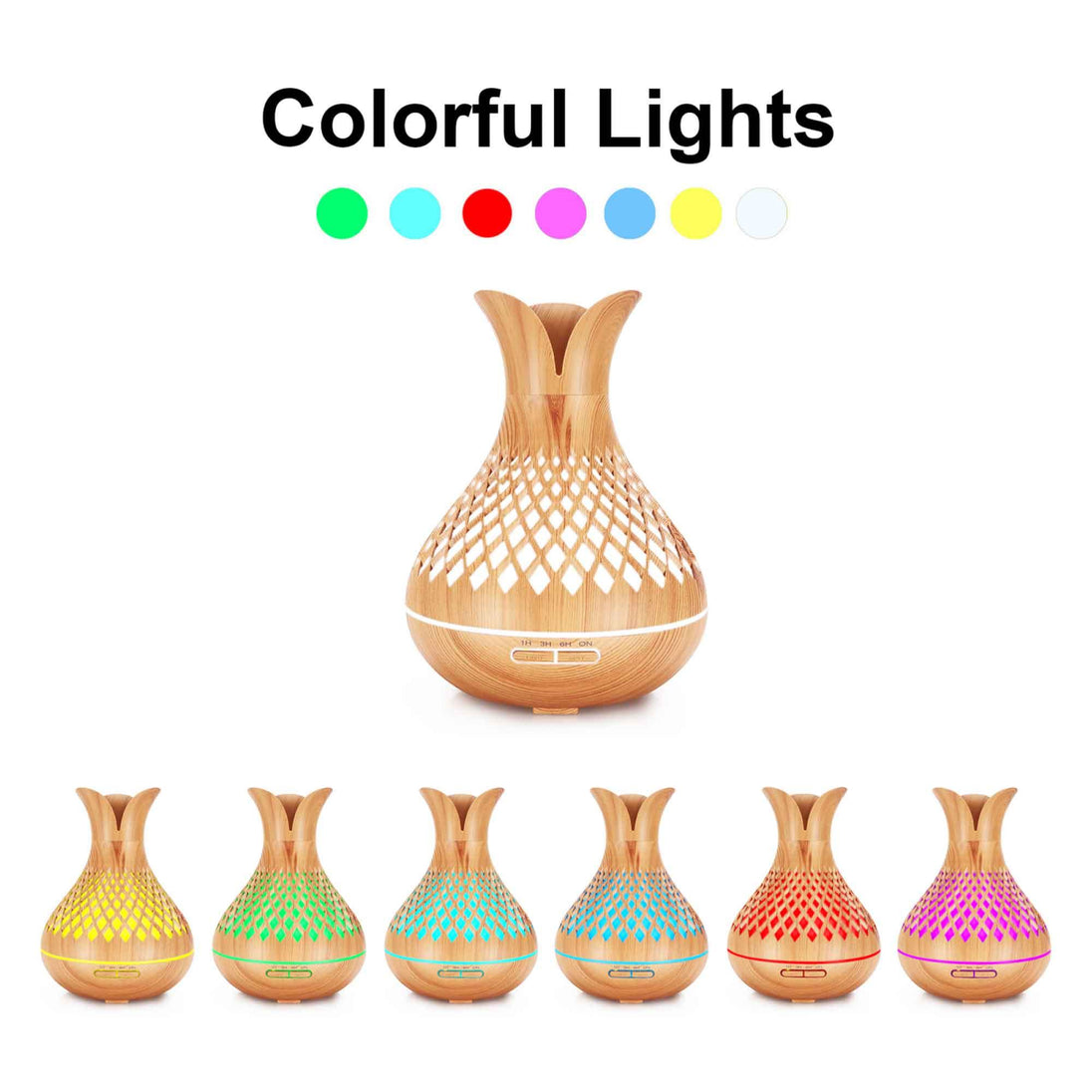 Buy Essential Oil Aroma Diffuser and Remote - 500ml Vase Flower Wood Mist Humidifier discounted | Products On Sale Australia