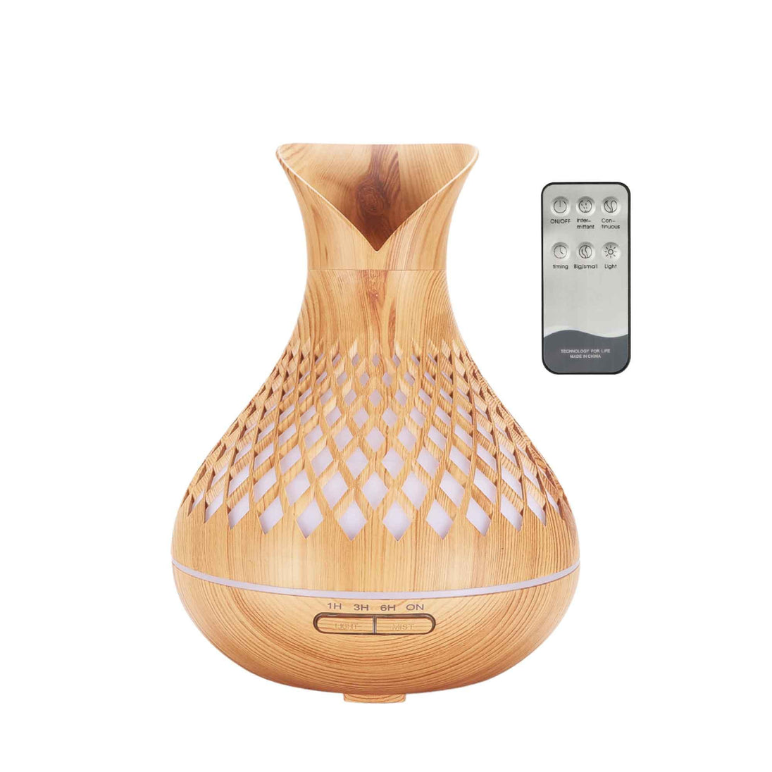 Buy Essential Oil Aroma Diffuser and Remote - 500ml Vase Tulip Wood Mist Humidifier discounted | Products On Sale Australia