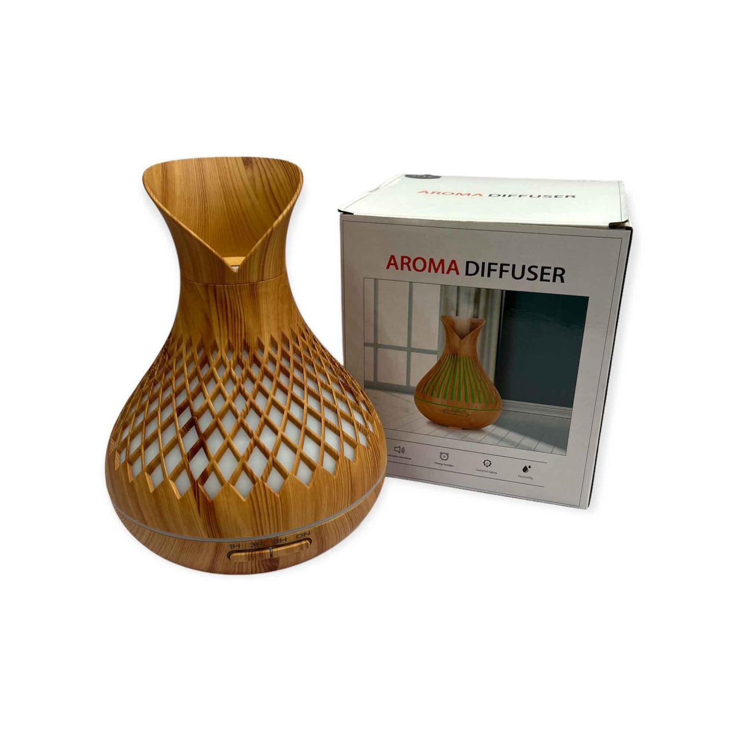 Buy Essential Oil Aroma Diffuser and Remote - 500ml Vase Tulip Wood Mist Humidifier discounted | Products On Sale Australia