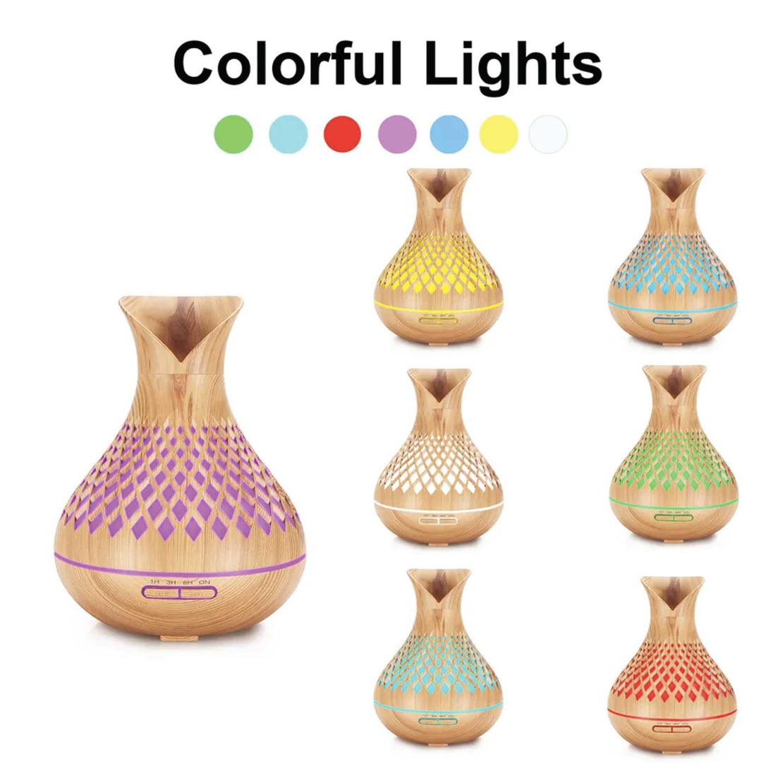 Buy Essential Oil Aroma Diffuser and Remote - 500ml Vase Tulip Wood Mist Humidifier discounted | Products On Sale Australia