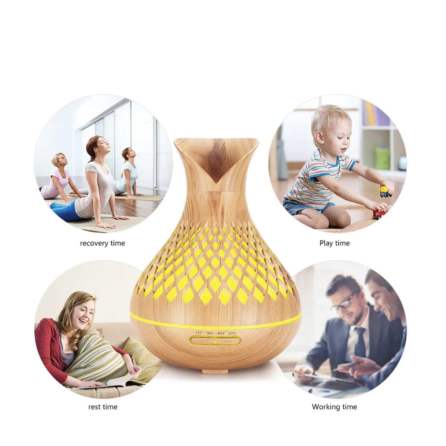 Buy Essential Oil Aroma Diffuser and Remote - 500ml Vase Tulip Wood Mist Humidifier discounted | Products On Sale Australia