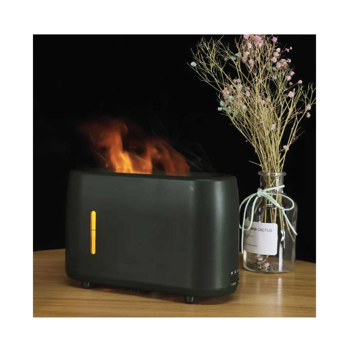 Buy Essential Oil Aroma Diffuser and Remote - Grey 240ml Flame Fire Style Air Humidifier discounted | Products On Sale Australia