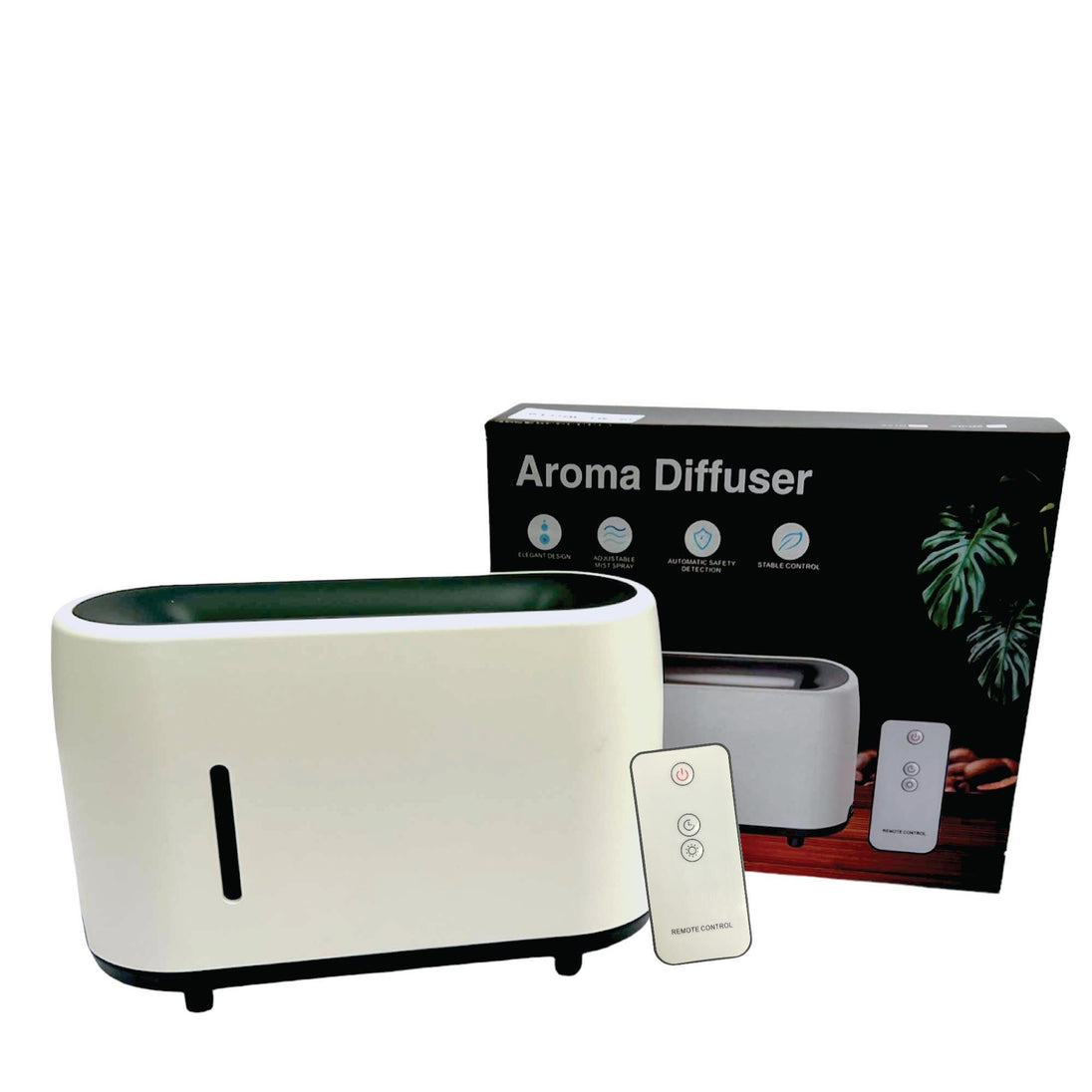 Buy Essential Oil Aroma Diffuser and Remote - White 240ml Flame Fire Style Air Humidifier discounted | Products On Sale Australia