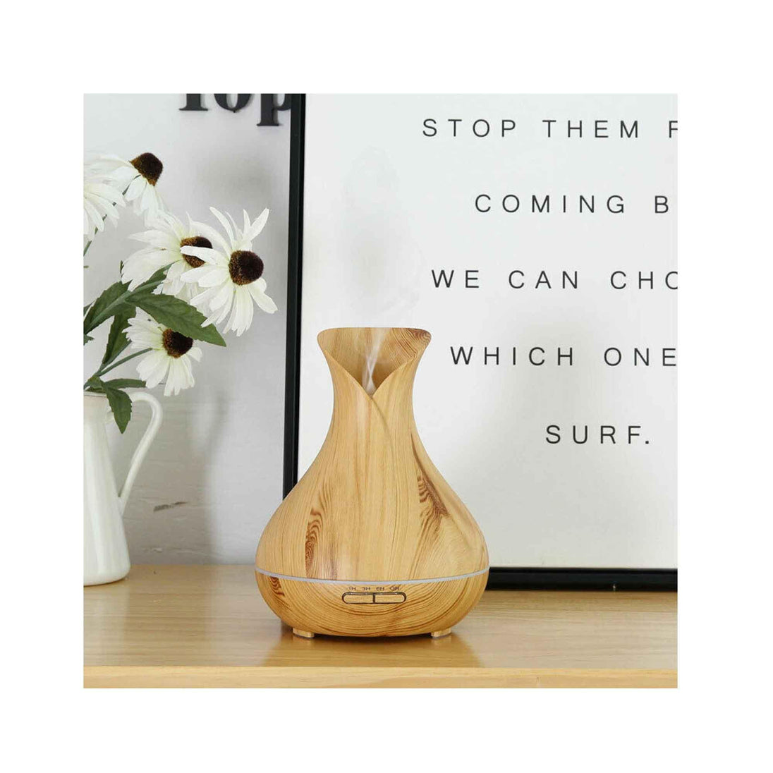 Buy Essential Oil Aroma Diffuser Tulip Light Wood Colour Ultrasonic Mist Humidifier discounted | Products On Sale Australia