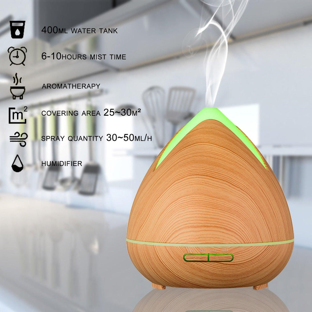 Buy Essential Oils Ultrasonic Aromatherapy Diffuser Air Humidifier Purify 400ML - Light Wood discounted | Products On Sale Australia