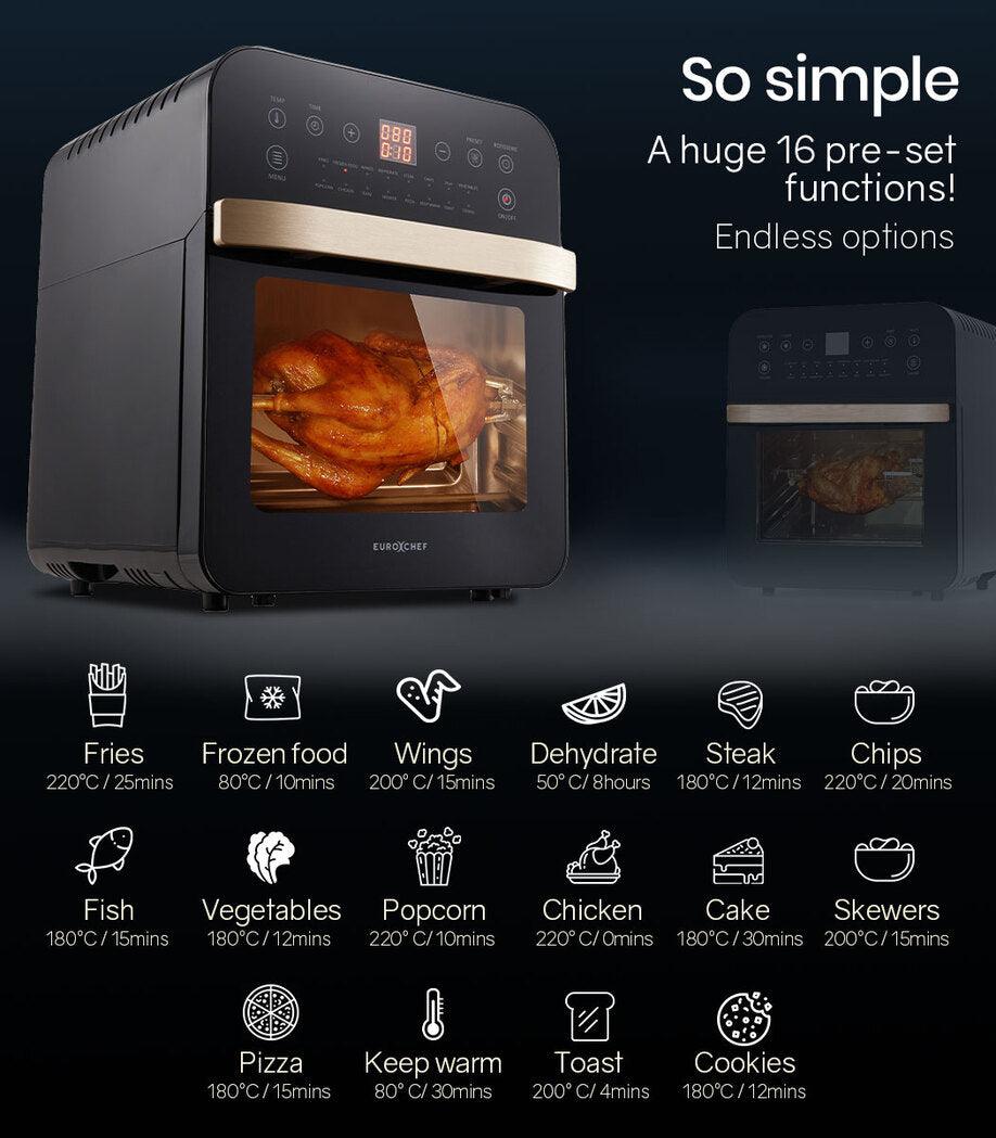 Buy EUROCHEF 16L Air Fryer Electric Digital Airfryer Rotisserie Dry Large Big Cooker discounted | Products On Sale Australia