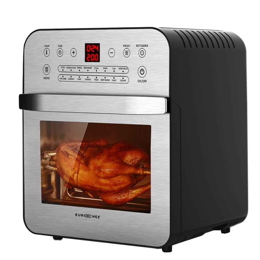 Buy EUROCHEF 16L Digital Air Fryer Electric Airfryer Rotisserie Large Big Dry Cooker, Silver discounted | Products On Sale Australia