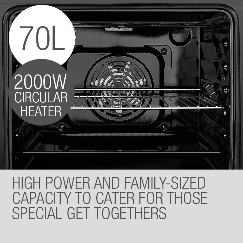 Buy EuroChef 60cm Stainless Built-in 70L Grill 8 Function Fan Forced Electric Wall Oven discounted | Products On Sale Australia