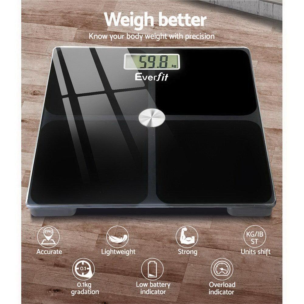 Buy Everfit Body Fat Bathroom Scale Weighing Tracker Gym 180KG discounted | Products On Sale Australia