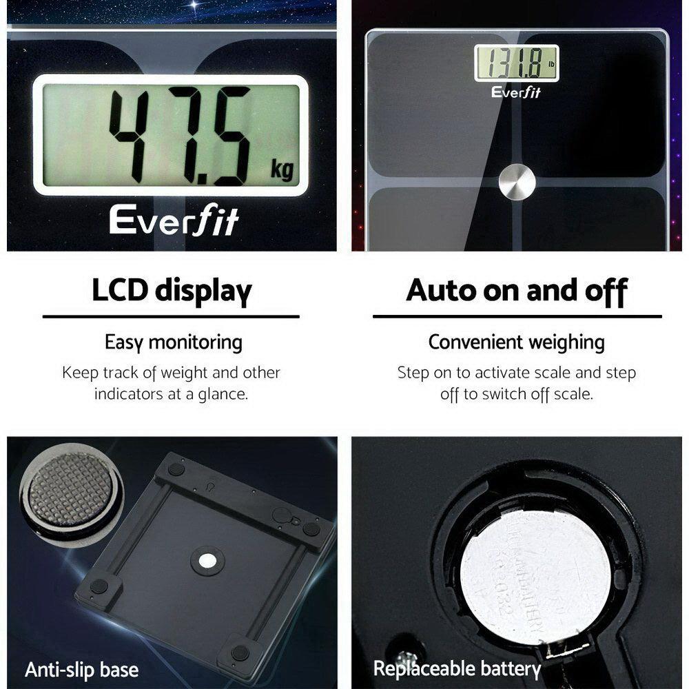 Buy Everfit Body Fat Bathroom Scale Weighing Tracker Gym 180KG discounted | Products On Sale Australia