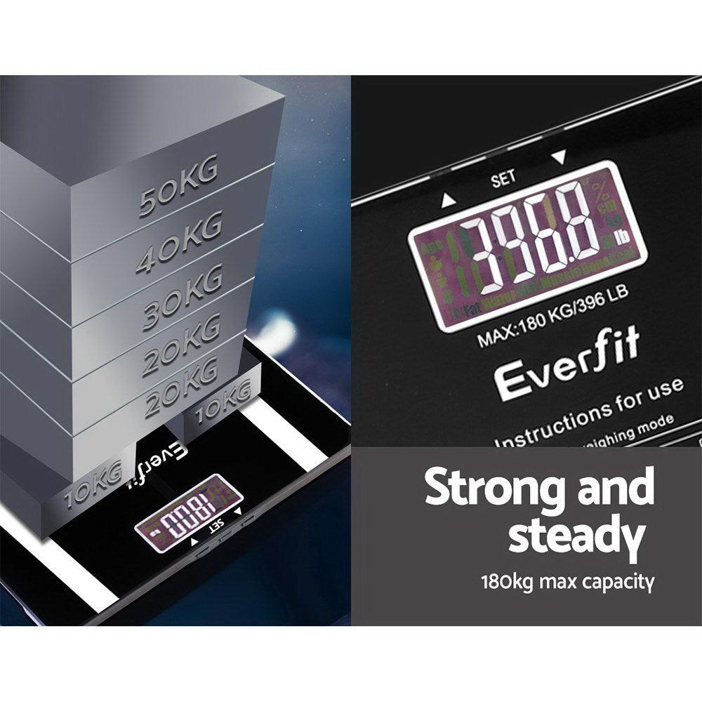 Buy Everfit Body Fat Bathroom Scale Weighing Water Body Fat Gym 180KG discounted | Products On Sale Australia