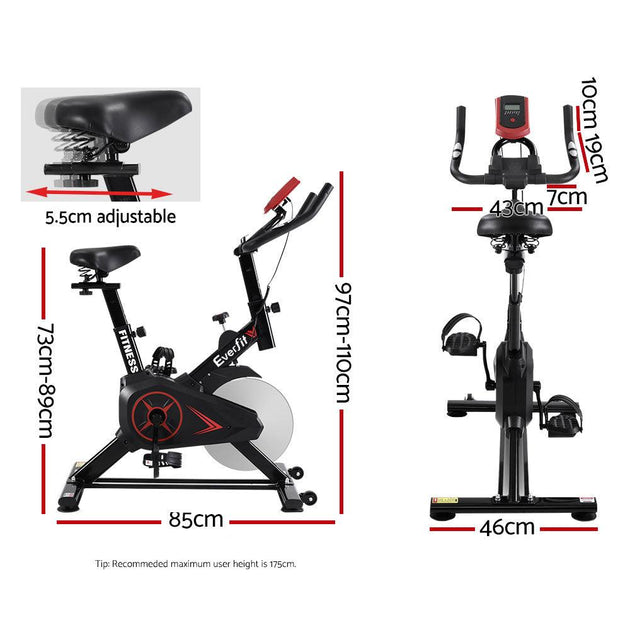 Buy Everfit Spin Bike Exercise Bike Flywheel Cycling Home Gym Fitness Adjustable | Products On Sale Australia