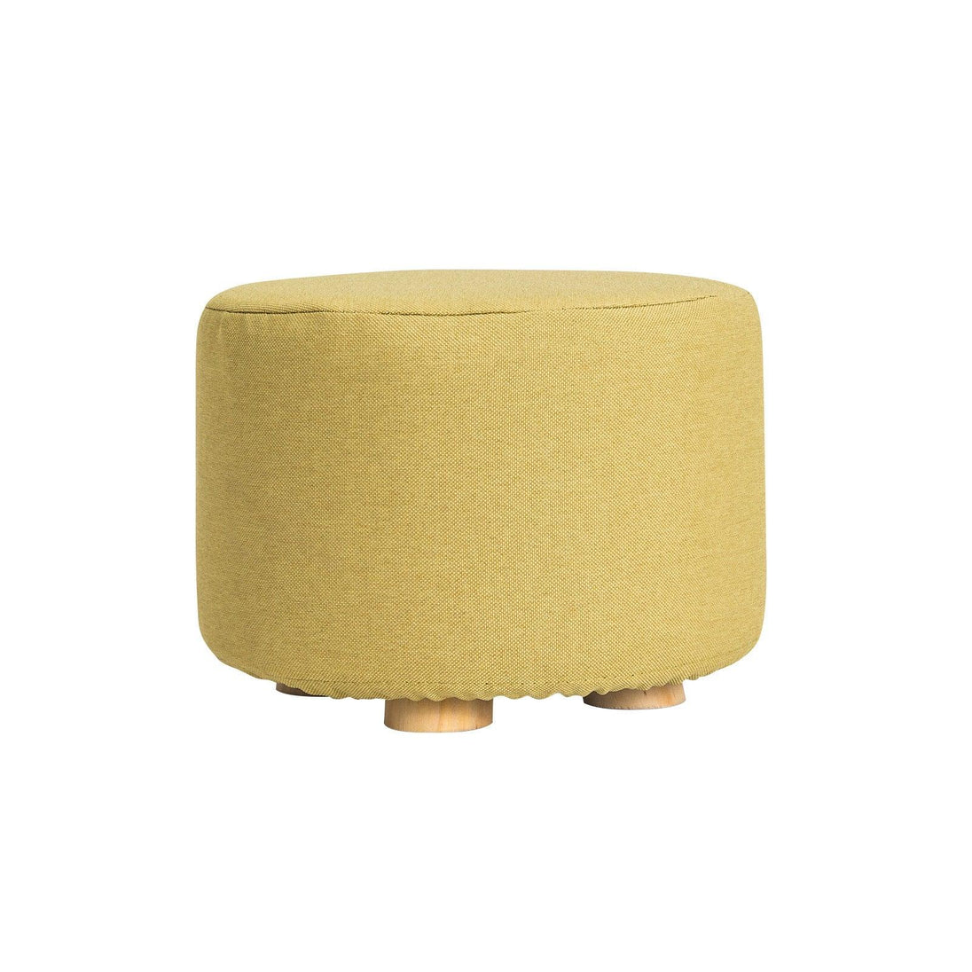 Buy Fabric Ottoman Round Wooden Leg Foot Stool - MUSTARD YELLOW discounted | Products On Sale Australia