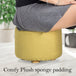 Buy Fabric Ottoman Round Wooden Leg Foot Stool - MUSTARD YELLOW discounted | Products On Sale Australia