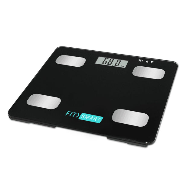 Buy FitSmart Electronic Floor Body Scale Black Digital LCD Glass Tracker Bathroom discounted | Products On Sale Australia