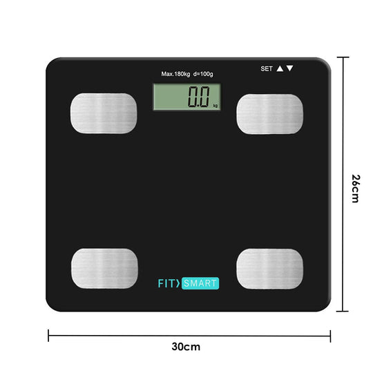 Buy FitSmart Electronic Floor Body Scale Black Digital LCD Glass Tracker Bathroom discounted | Products On Sale Australia