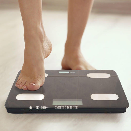 Buy FitSmart Electronic Floor Body Scale Black Digital LCD Glass Tracker Bathroom discounted | Products On Sale Australia