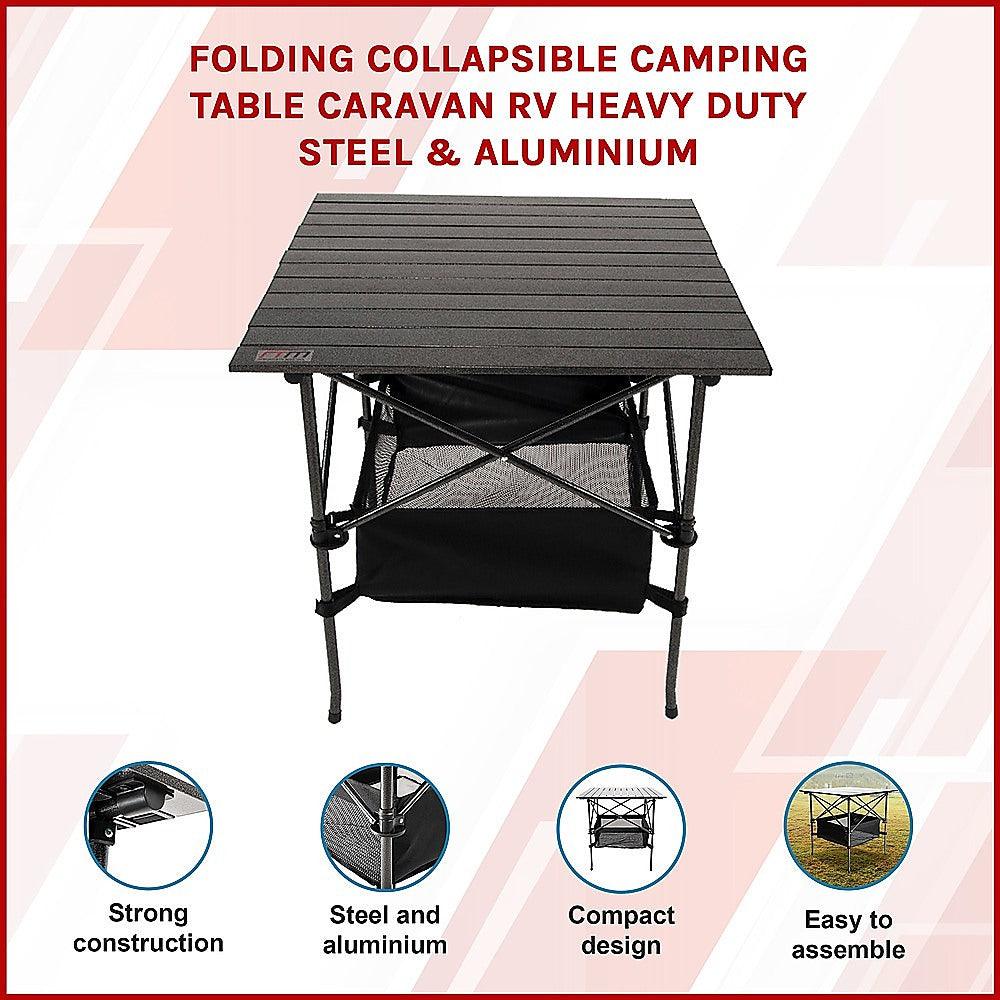 Buy Folding Collapsible Camping Table Caravan RV Heavy Duty Steel & Aluminium discounted | Products On Sale Australia