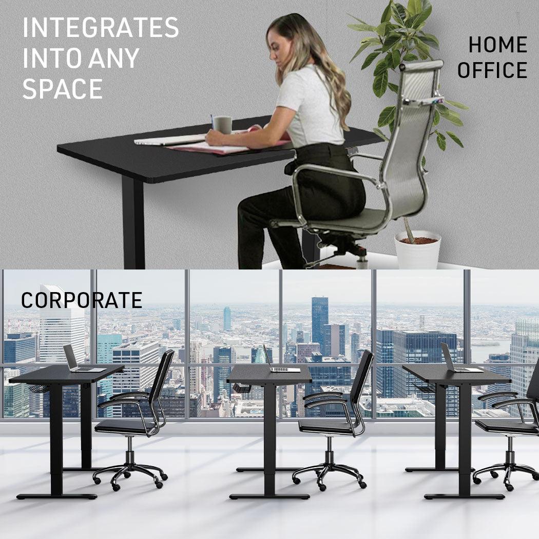 Buy FORTIA Sit Stand Standing Desk, 120x60cm, 72-118cm Height Adjustable, 70kg Load, Black/Black Frame discounted | Products On Sale Australia