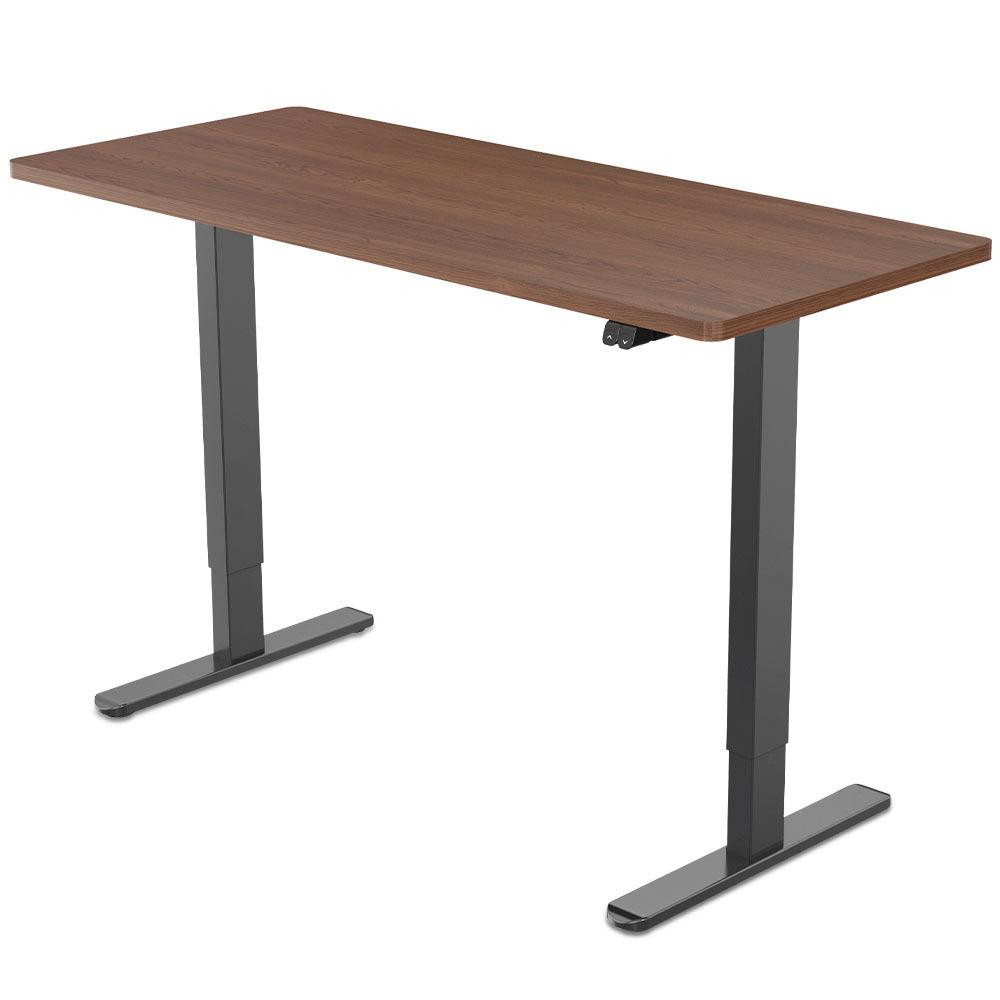 Buy Fortia Sit To Stand Up Standing Desk, 120x60cm, 72-118cm Electric Height Adjustable, 70kg Load, Walnut Style/Black Frame discounted | Products On Sale Australia