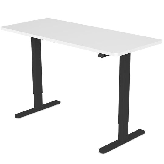 Buy Fortia Sit To Stand Up Standing Desk, 140x60cm, 72-118cm Electric Height Adjustable, 70kg Load, White/Black Frame discounted | Products On Sale Australia