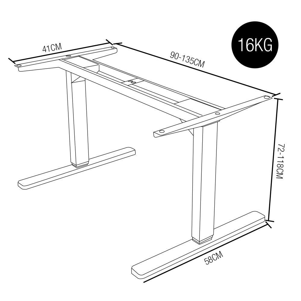 Buy FORTIA Sit/Stand Desk Frame, 58 x 90-135cm, 72-118cm Height Adjustable, 70kg Load, Black discounted | Products On Sale Australia