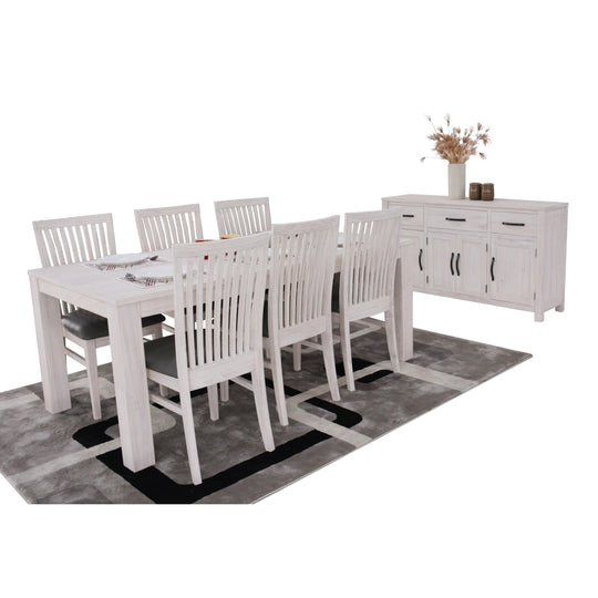 Buy Foxglove Dining Table 190cm Solid Mt Ash Wood Home Dinner Furniture - White discounted | Products On Sale Australia