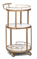 Buy French Brass Round 3-tier White Marble Serving Drinks Trolley Bar Cart discounted | Products On Sale Australia