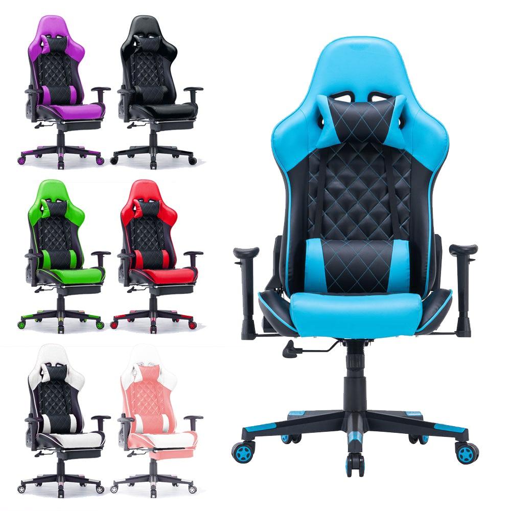 Buy Gaming Chair Ergonomic Racing chair 165° Reclining Gaming Seat 3D Armrest Footrest Black Blue discounted | Products On Sale Australia