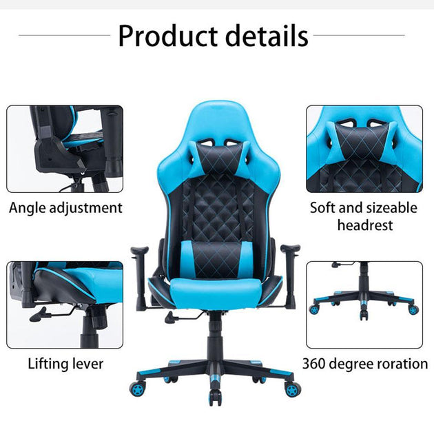 Gaming Chair Ergonomic Racing chair 165° Reclining Gaming Seat 3D Armrest Footrest Black Products On Sale Australia | Furniture > Bar Stools & Chairs Category