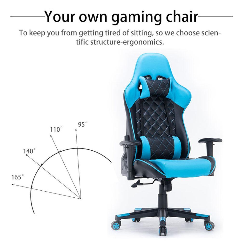 Buy Gaming Chair Ergonomic Racing chair 165° Reclining Gaming Seat 3D Armrest Footrest Blue Black discounted | Products On Sale Australia