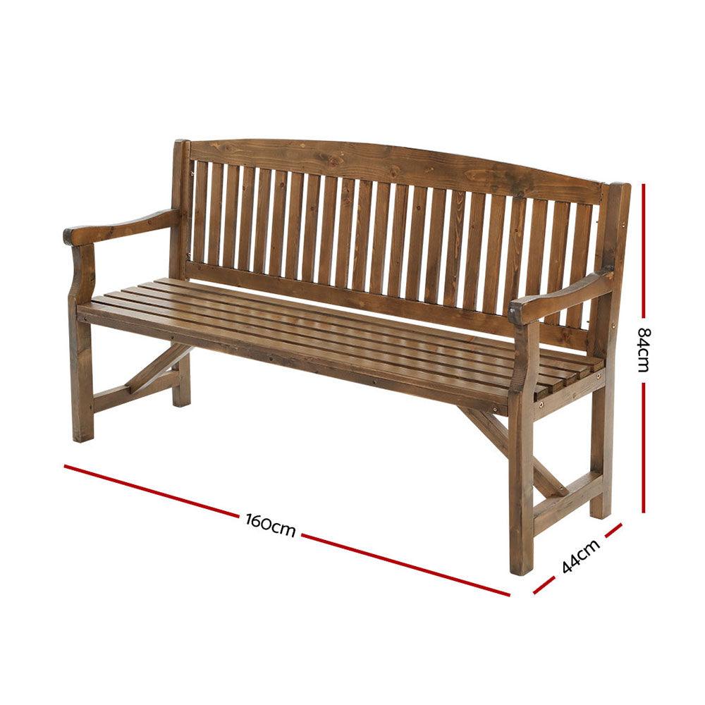 Buy Gardeon 5FT Outdoor Garden Bench Wooden 3 Seat Chair Patio Furniture Natural discounted | Products On Sale Australia