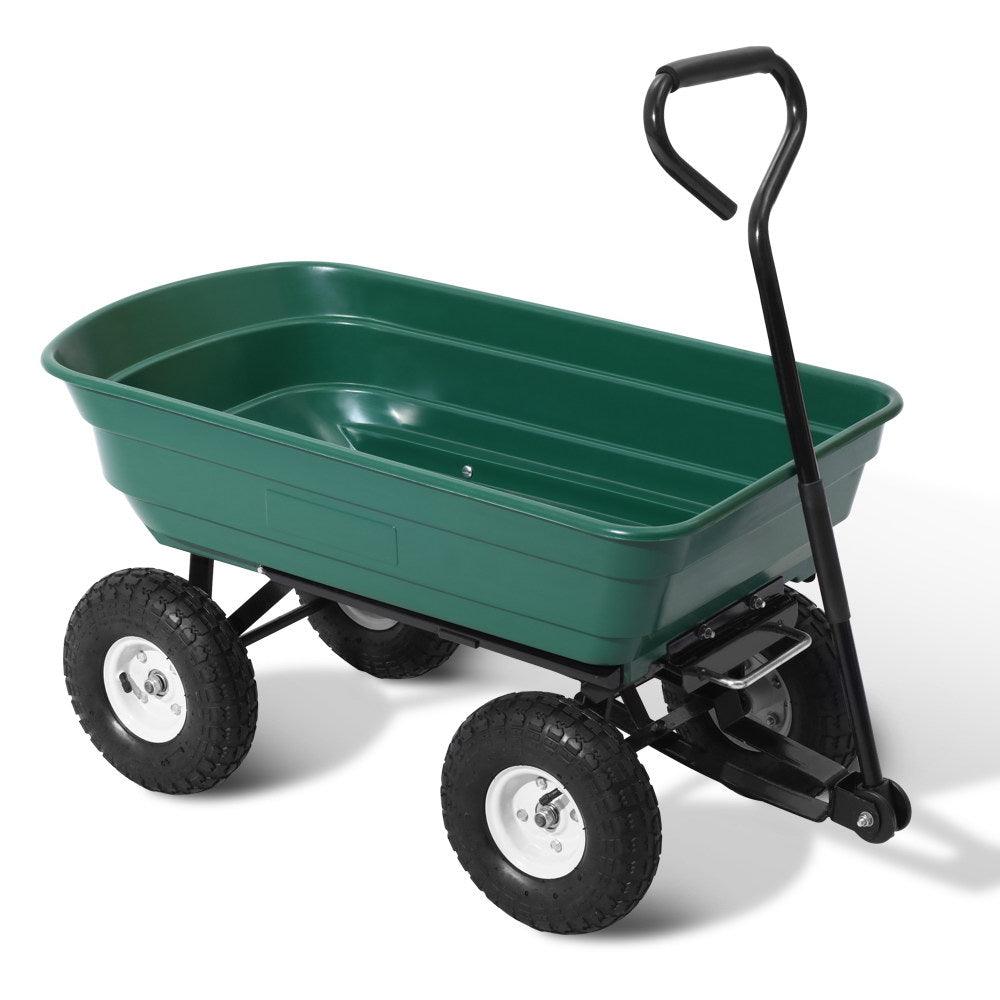 Buy Gardeon Garden Cart Dump 270kg Hand Trailer Trolley Wagon Wheelbarrow Pull 75L discounted | Products On Sale Australia