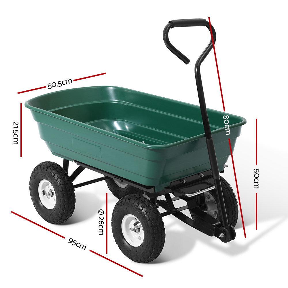 Buy Gardeon Garden Cart Dump 270kg Hand Trailer Trolley Wagon Wheelbarrow Pull 75L discounted | Products On Sale Australia