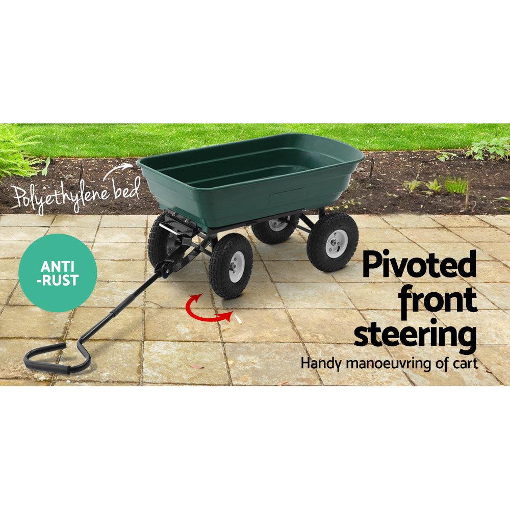 Buy Gardeon Garden Cart Dump 270kg Hand Trailer Trolley Wagon Wheelbarrow Pull 75L discounted | Products On Sale Australia