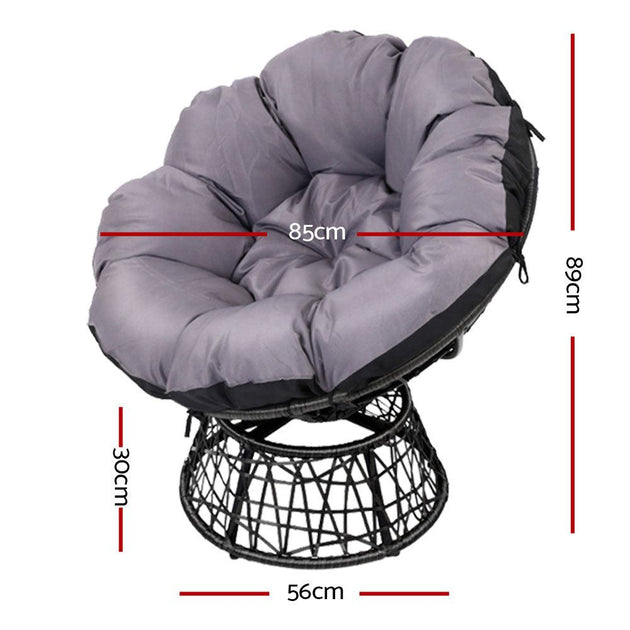 Gardeon Outdoor Chairs Outdoor Furniture Papasan Chair Wicker Patio Garden Black Products On Sale Australia | Furniture > Bar Stools & Chairs Category