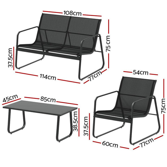 Buy Gardeon Outdoor Sofa Set Lounge Setting Textilene Table and Chairs Garden Patio Furniture discounted | Products On Sale Australia