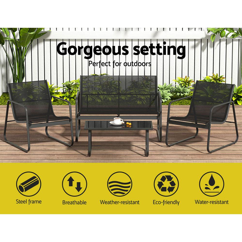 Buy Gardeon Outdoor Sofa Set Lounge Setting Textilene Table and Chairs Garden Patio Furniture discounted | Products On Sale Australia