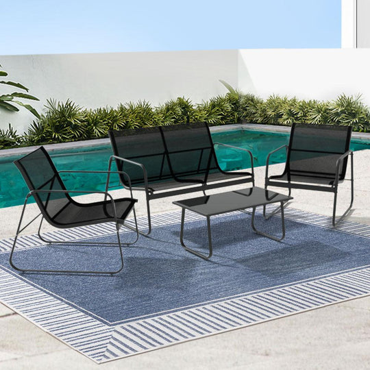 Buy Gardeon Outdoor Sofa Set Lounge Setting Textilene Table and Chairs Garden Patio Furniture discounted | Products On Sale Australia