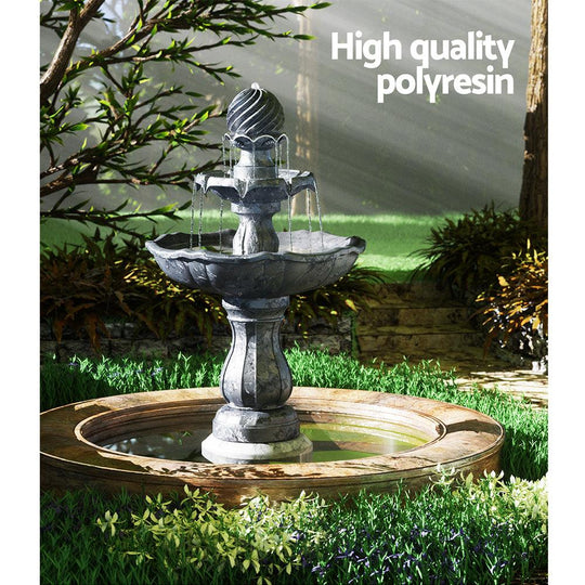 Buy Gardeon Solar Water Feature 3-Tier Fountain with Pump Kit Bird Bath 93CM Black discounted | Products On Sale Australia