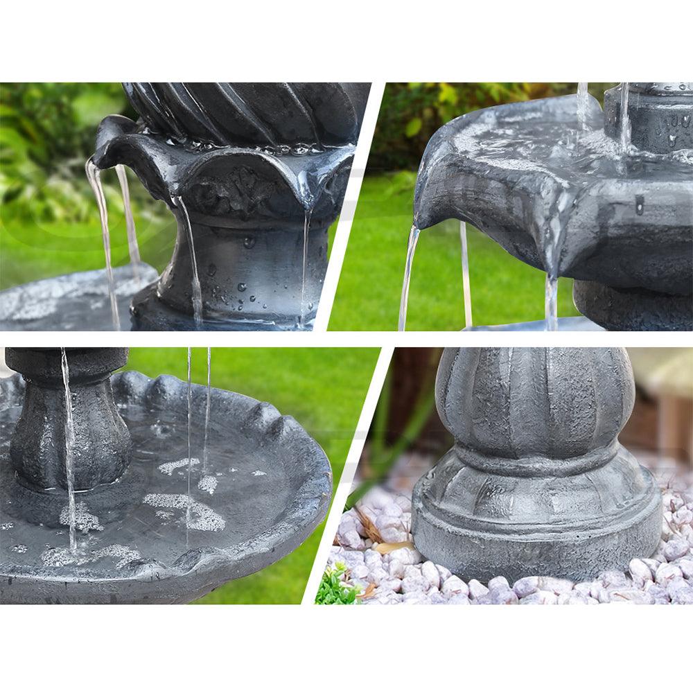 Buy Gardeon Solar Water Feature 3-Tier Fountain with Pump Kit Bird Bath 93CM Black discounted | Products On Sale Australia