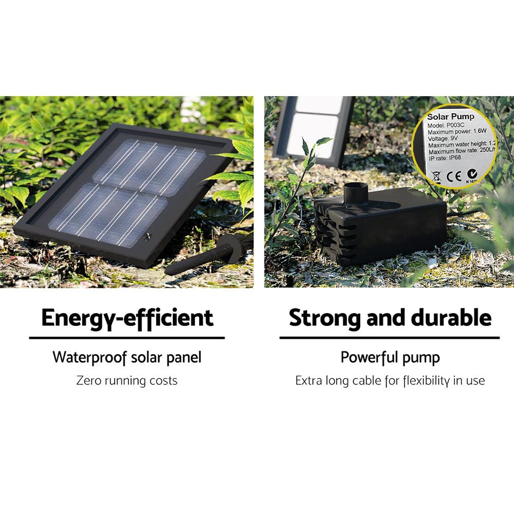 Buy Gardeon Solar Water Feature 3-Tier Fountain with Pump Kit Bird Bath 93CM Black discounted | Products On Sale Australia